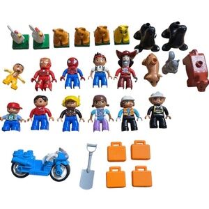 LEGO DUPLO Mixed Lot — 11 Figures + 11 Animals + Accessories